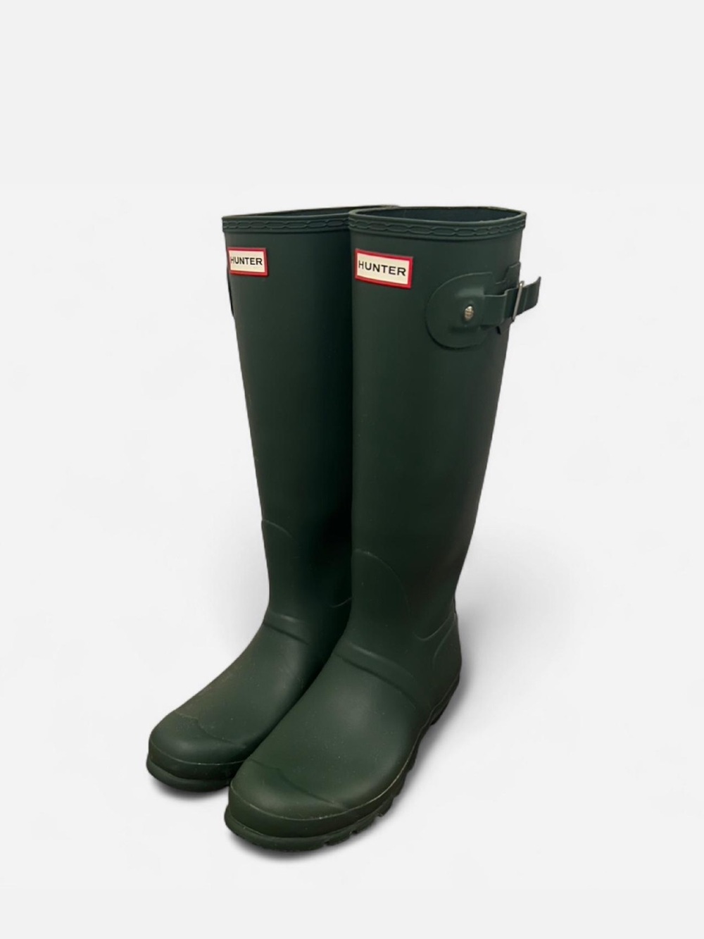Hunter Matte Forest Green Tall Rain Boots Worn only once for a 5 min walk.